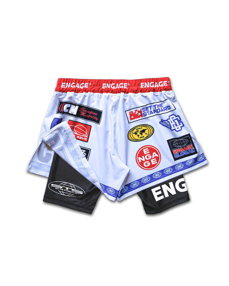 Racer (White) 2-in-1 Hybrid Shorts